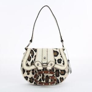 NWT GUESS Y2K Leopard Print Faux Snakeskin Baguette Bag